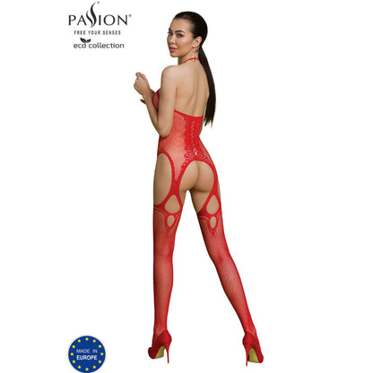 PASSION - ECO COLLECTION BODYSTOCKING ECO BS013 NEGRO / ROJO / BLANCO
