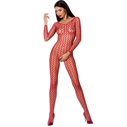 PASSION - WOMAN BS068 BODYSTOCKING NEGRO / ROJO / TALLA UNICA